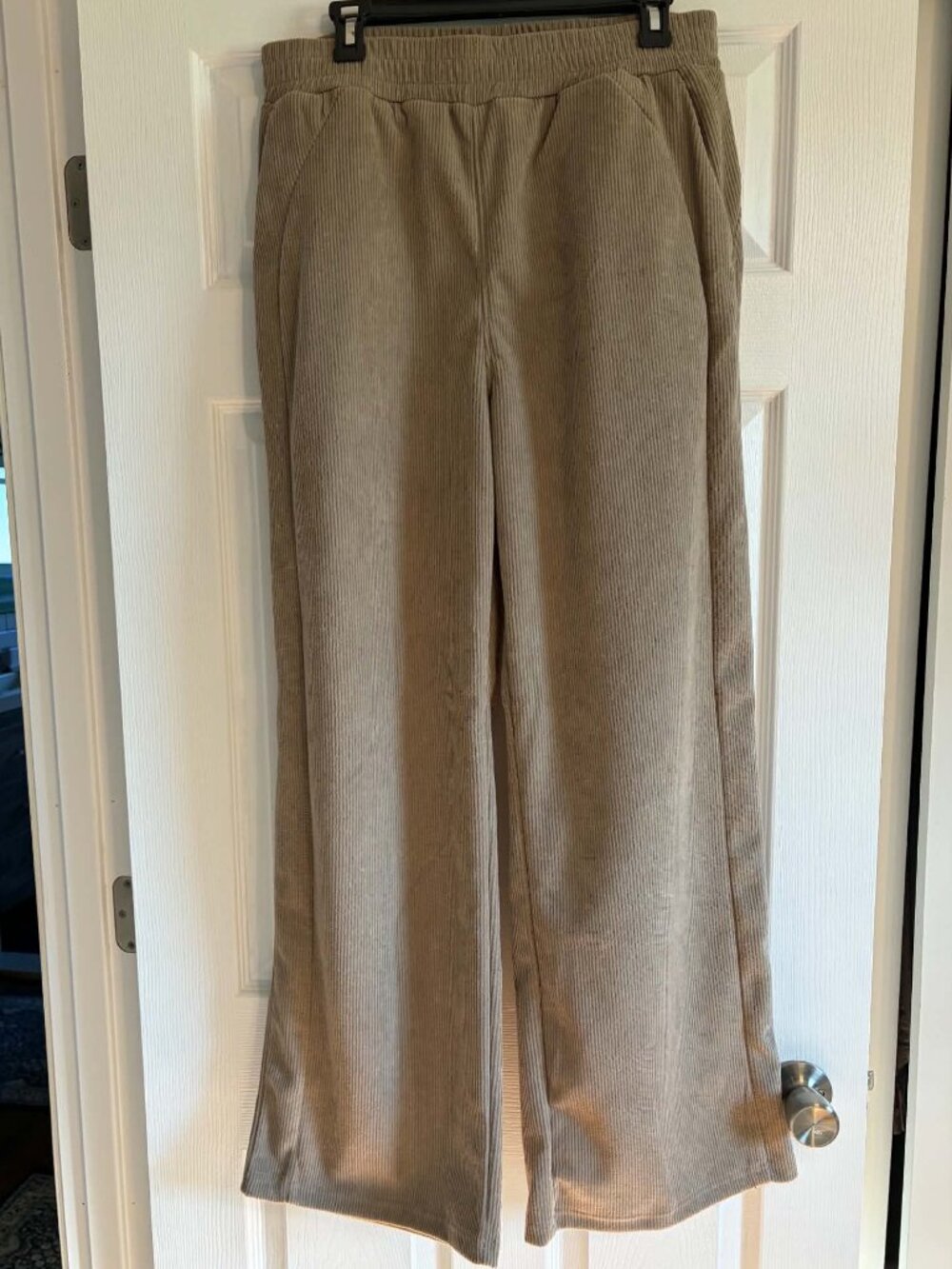 NWOT Halara Corduroy Wide Leg Pull On Pants Taupe Brown L Tall